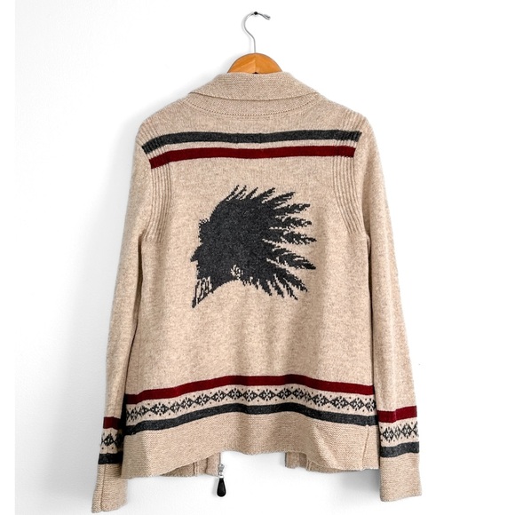 Pendleton Archive Brown Native American Silhouette Zip-Up Sweater size medium - Picture 3 of 7